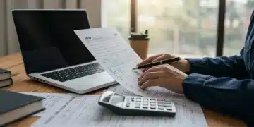 Person reviewing 2025 tax code changes on a laptop with tax documents