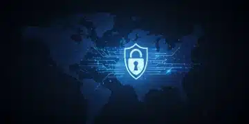 Cybersecurity Breach Affects 15 Million US Citizens: 2025 Directives Digital shield protecting data, representing cybersecurity breach defense