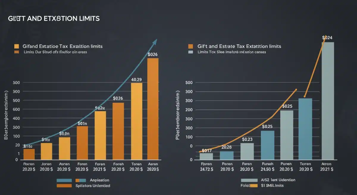 Infographic showing historical and projected estate tax exemption limits