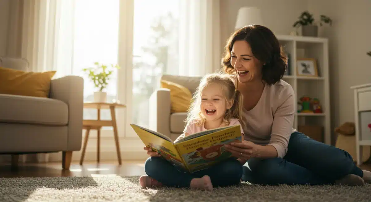 Parent and child reading together at home, emphasizing early learning benefits