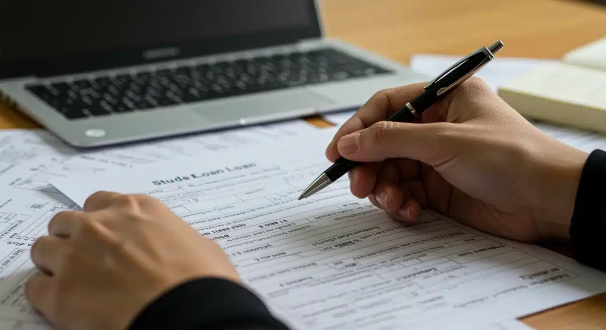 Filling out student loan forgiveness application form
