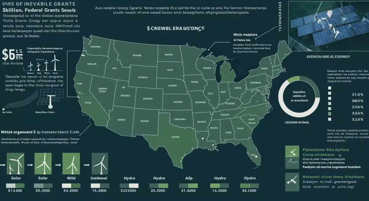 Infographic detailing  billion federal grants by renewable energy sector