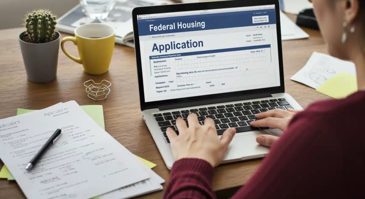 Individual completing federal housing assistance application online