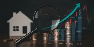 Understanding Q1 2025 Interest Rate Hikes: Mortgages & Loans Impact Financial graph showing rising interest rates for Q1 2025, impacting mortgages and loans.
