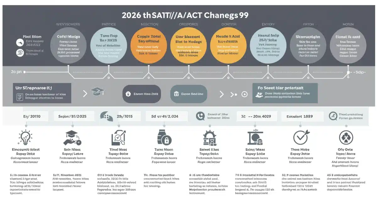 Infographic detailing the timeline and specific changes to 2026 SAT and ACT scoring.