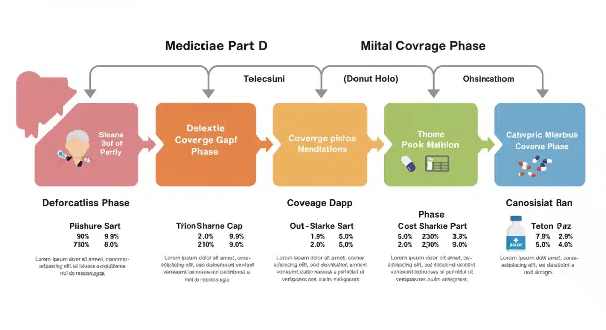 Infographic explaining Medicare Part D coverage phases and cost structure