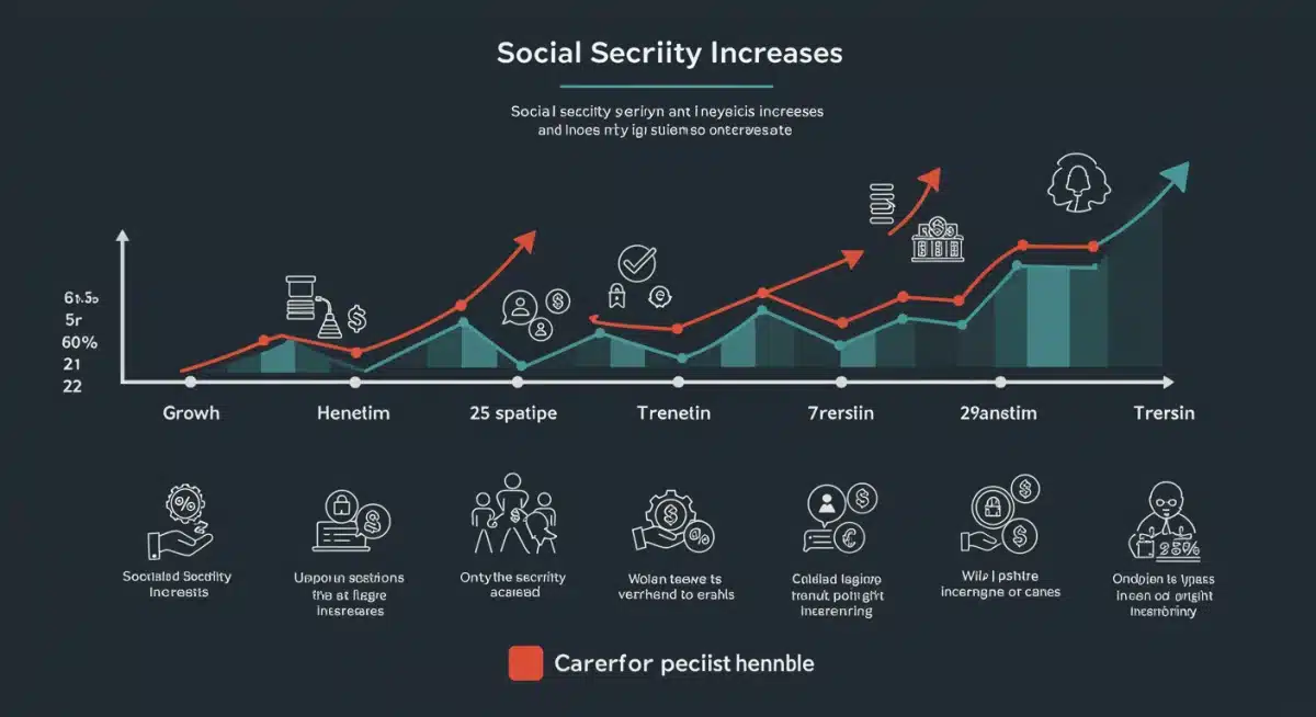 Infographic showing Social Security benefit growth timeline and claiming strategies