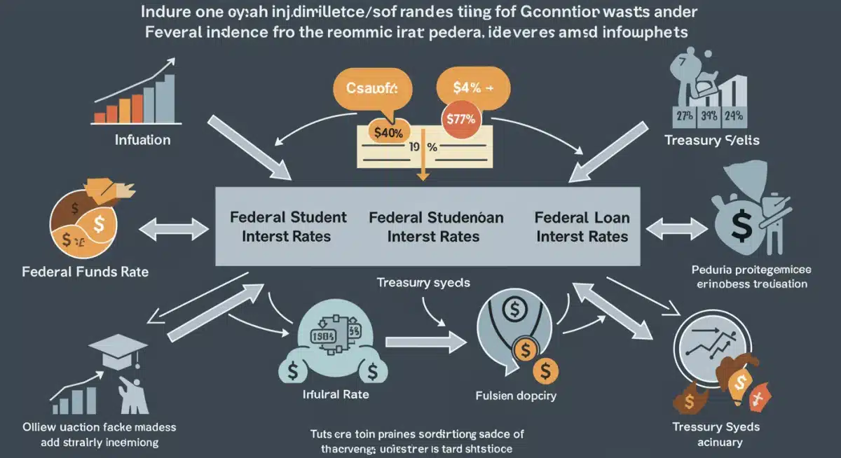Infographic showing economic indicators influencing federal student loan interest rates