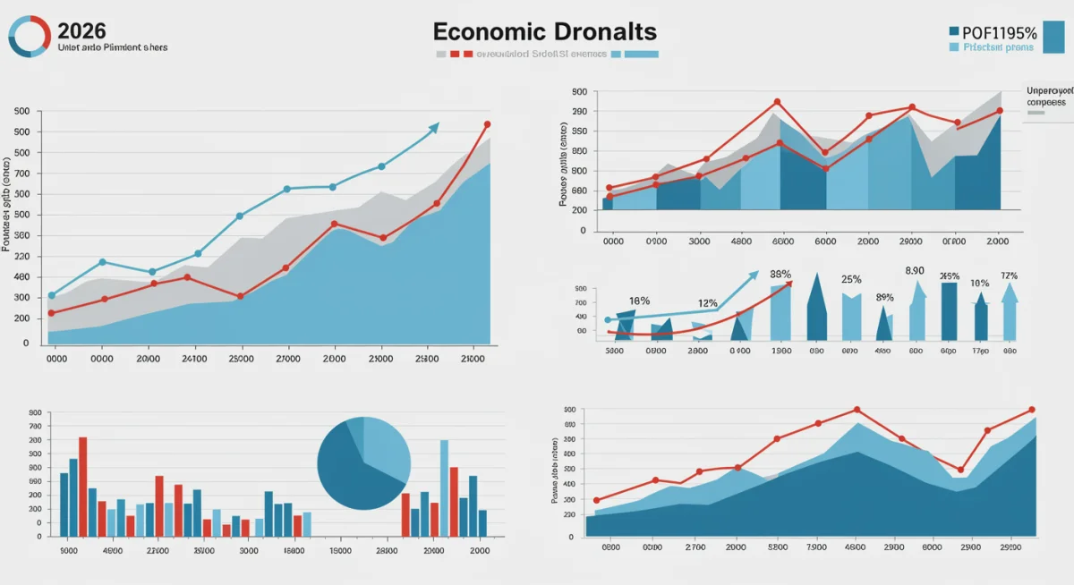 Infographic displaying key economic indicators and trends for 2026