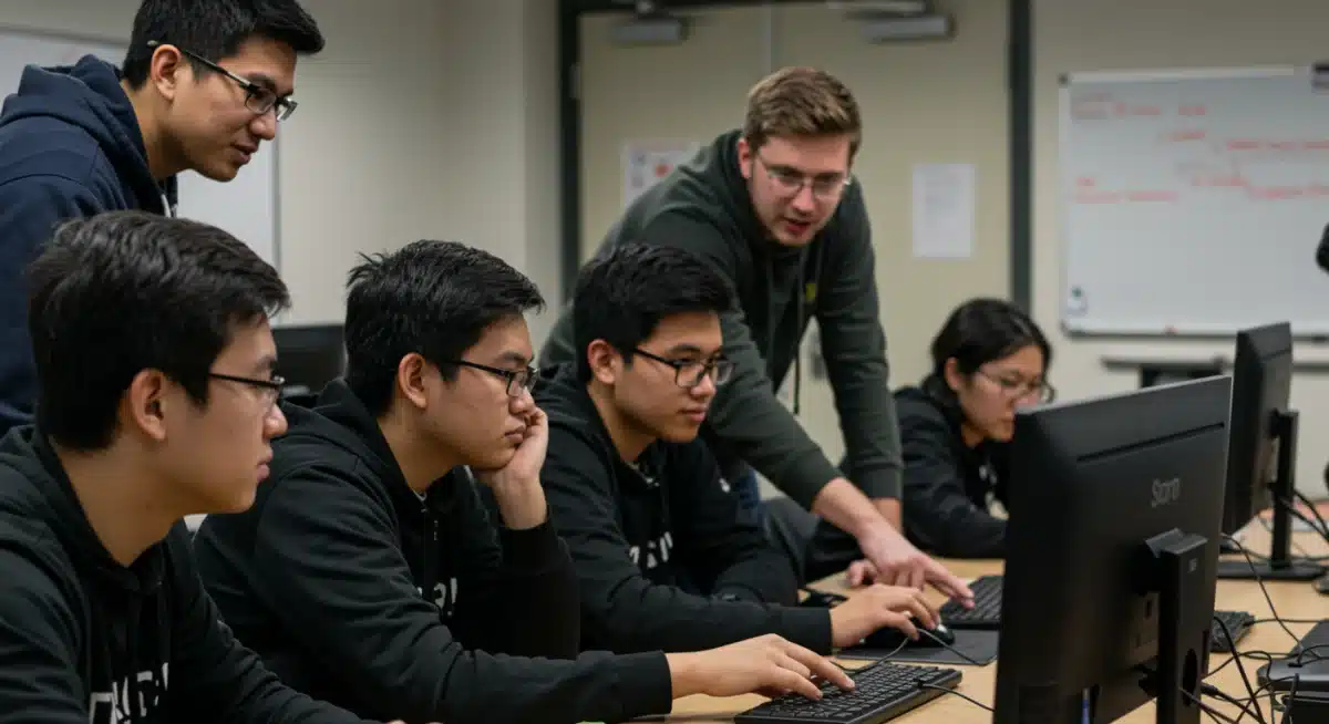 High school students engaged in a coding workshop