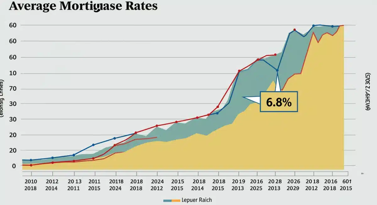 Graph illustrating fluctuating mortgage rate trends over time