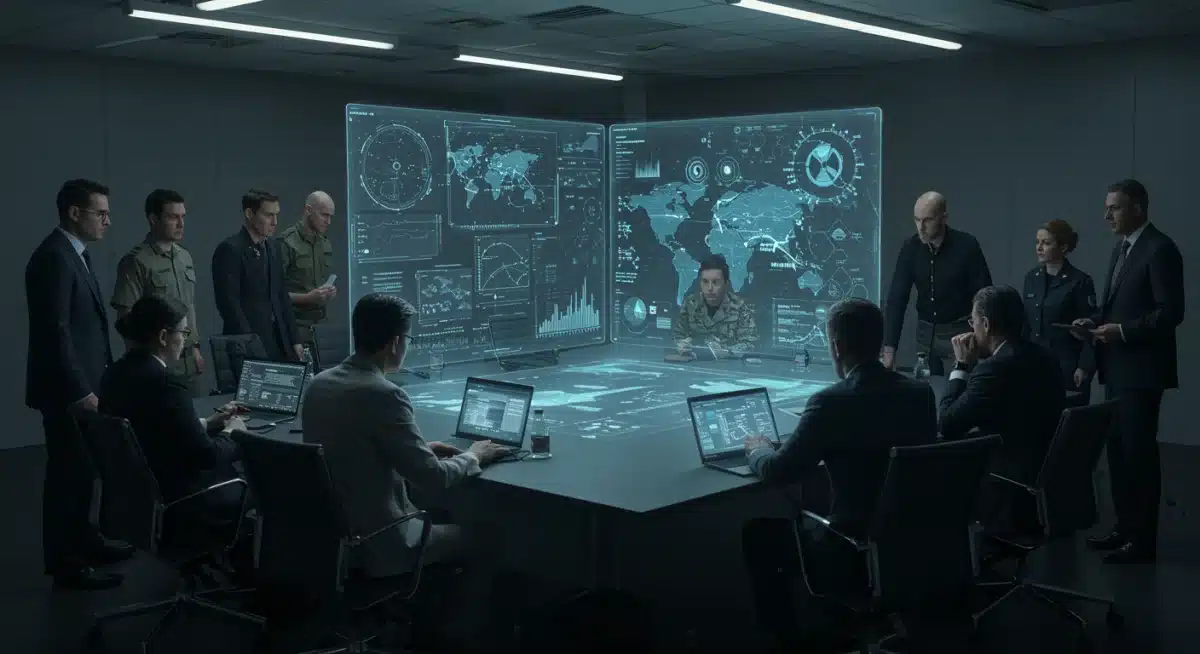 Security experts collaborating on national defense strategies