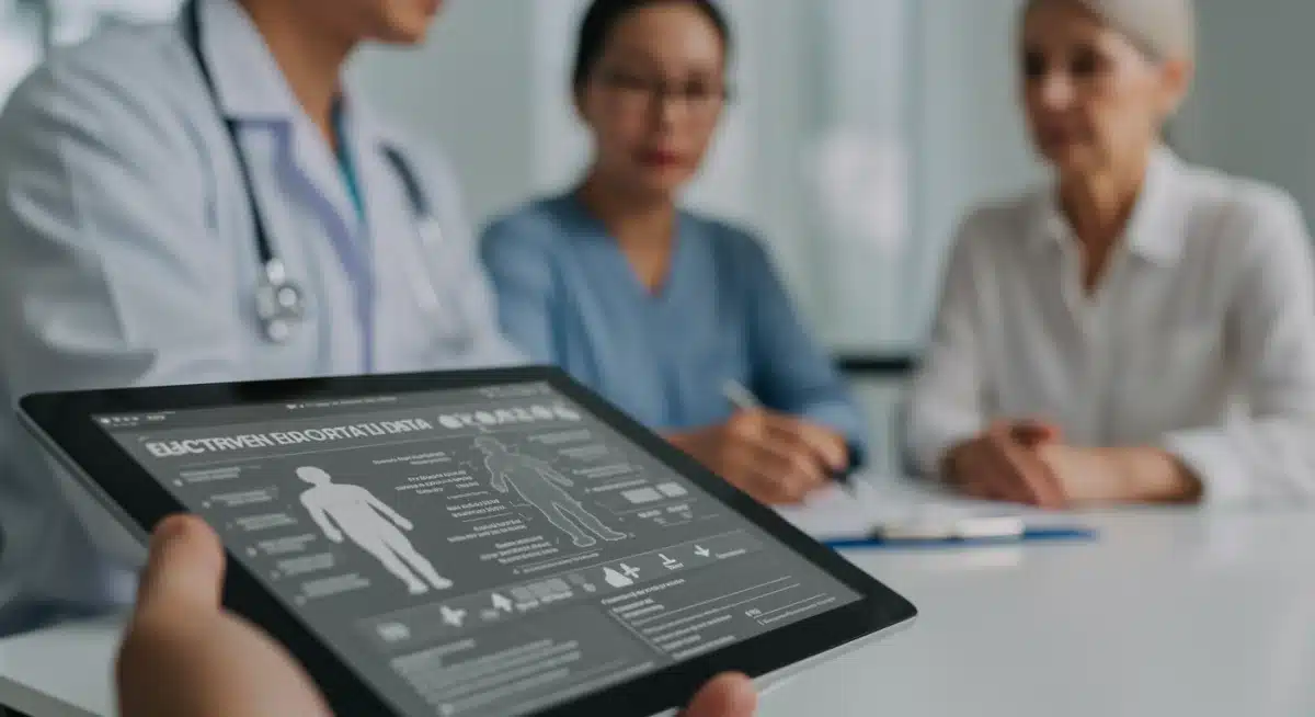 Doctor and patient reviewing electronic health records on a tablet