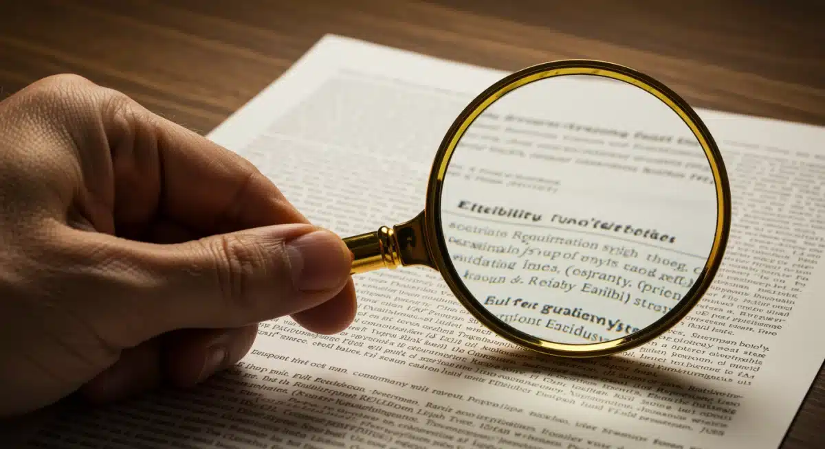 Magnifying glass over eligibility document for federal programs