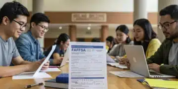 Mastering 2026 FAFSA Changes: Your Essential Guide to Financial Aid College students reviewing FAFSA form together, symbolizing financial aid planning.