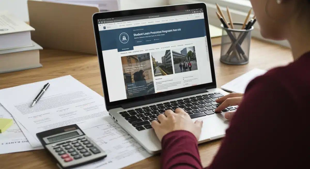 Individual reviewing student loan forgiveness program details online