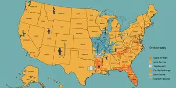 U.S. Population Shifts: Impact on Public Services Stylized map of US showing population shifts and public service impacts