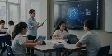 AI in K-12 Education: 2026 Curriculum Revolution Students learning with AI in a modern K-12 classroom