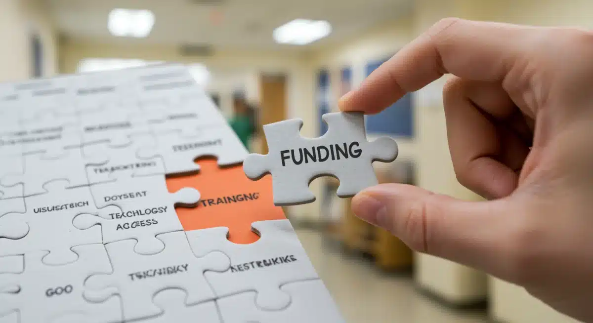 Hand placing 'Funding' puzzle piece into 'Educational Equity' puzzle, illustrating strategic investment.