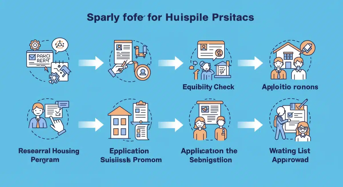 Infographic detailing the step-by-step application process for federal housing assistance programs in 2026.