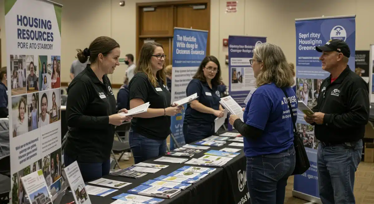 Community outreach event offering housing resources and advice, showcasing accessible support for federal housing assistance.