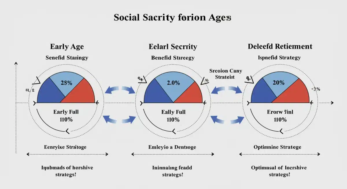 Infographic showing Social Security claiming ages and their impact on benefit amounts.