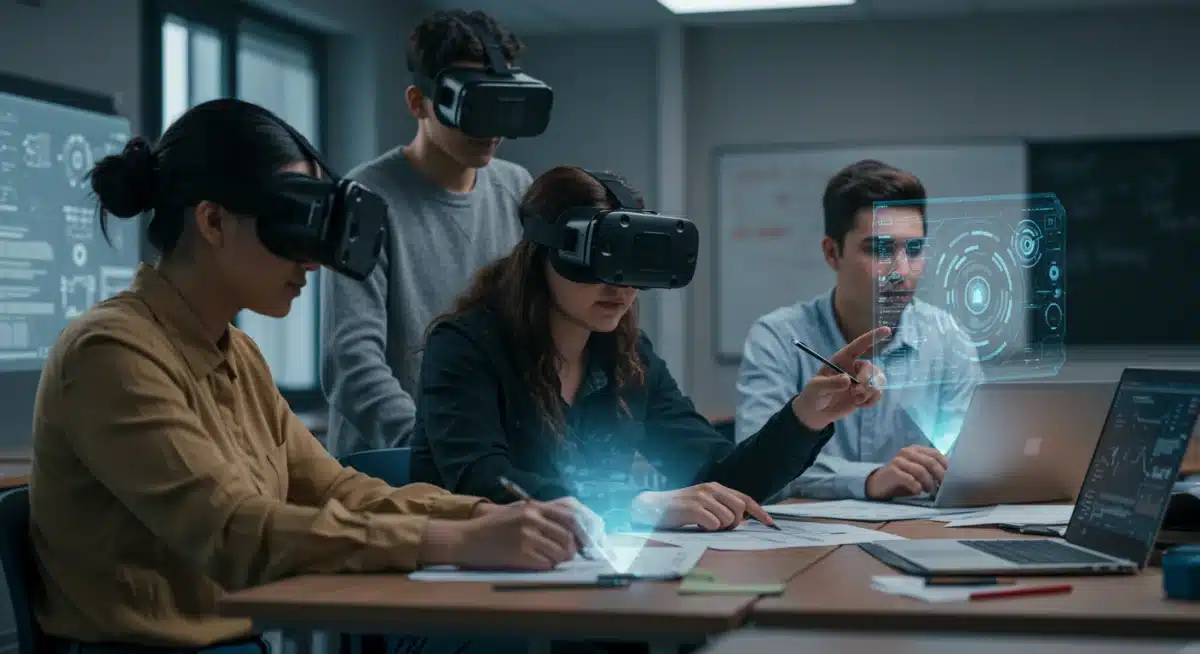 Students collaborating with advanced AI educational tools