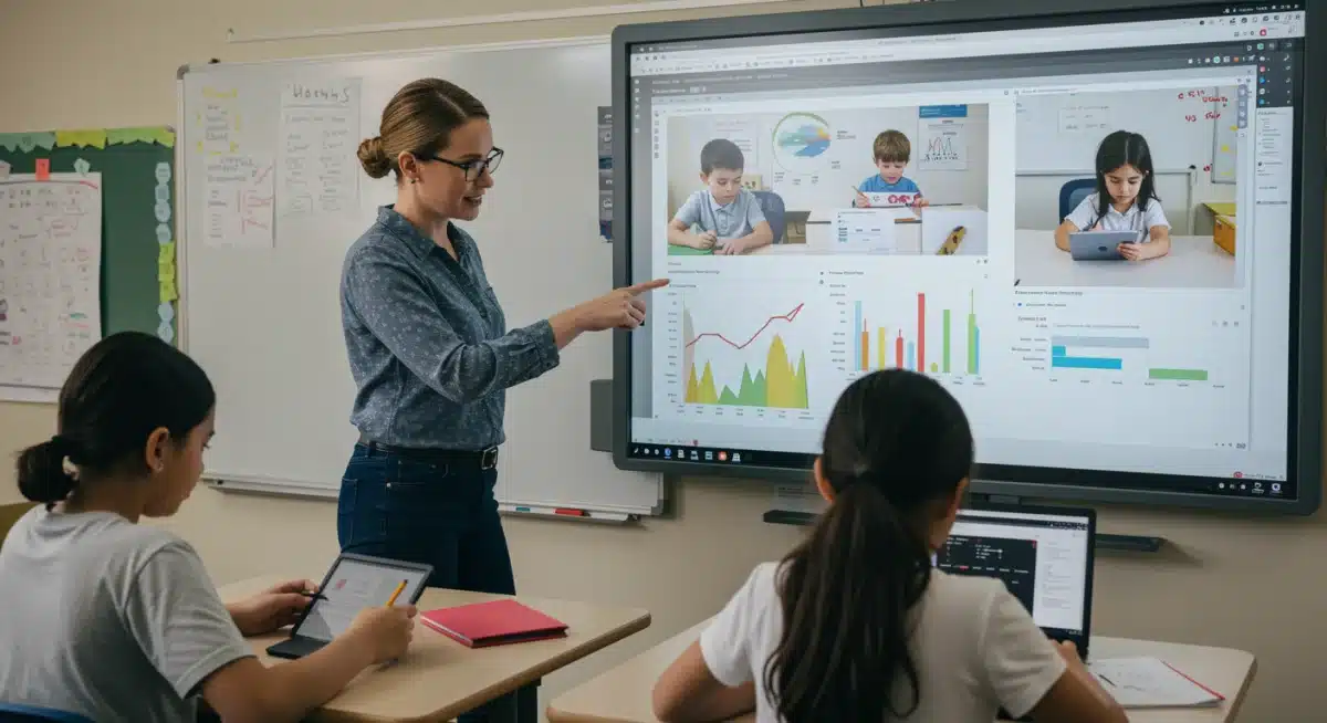 Teacher using AI for personalized learning analytics