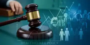 Illustration of U.S. healthcare policy changes impacting millions by 2026, showing legislative symbols and patient care.