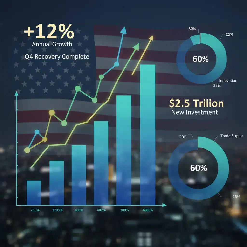 Digital economic growth charts with American flag, symbolizing economic legislative focus.