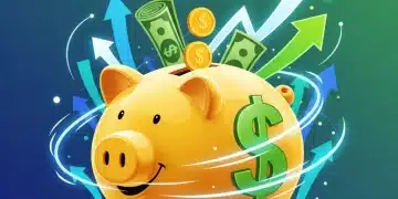 Illustration of a piggy bank with growing investments, representing 401(k) maximization.