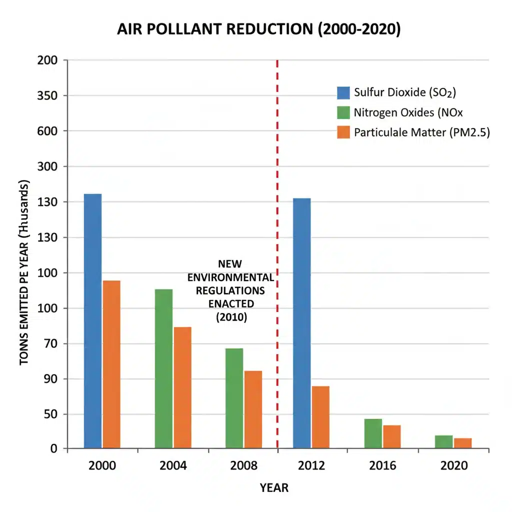 Air pollutant reduction data chart