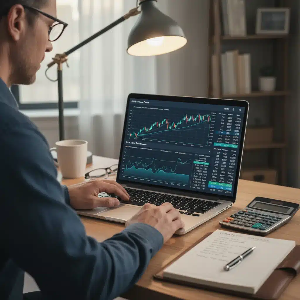 Individual analyzing financial data for 401(k) investment strategy.