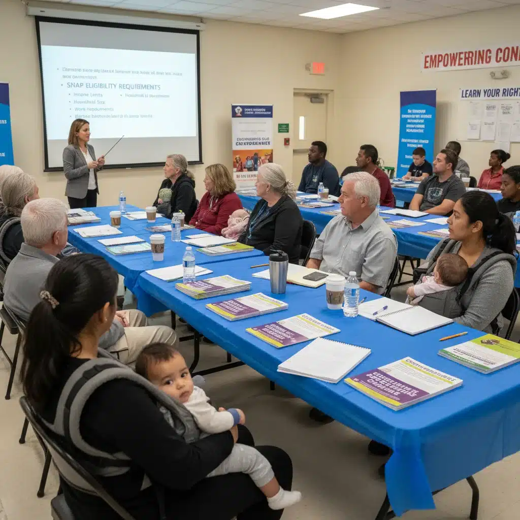 Community workshop attendees learning about SNAP eligibility and application process, demonstrating educational outreach.