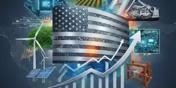 Illustration of US trade deals impacting various industries and consumer prices, with global economic symbols.