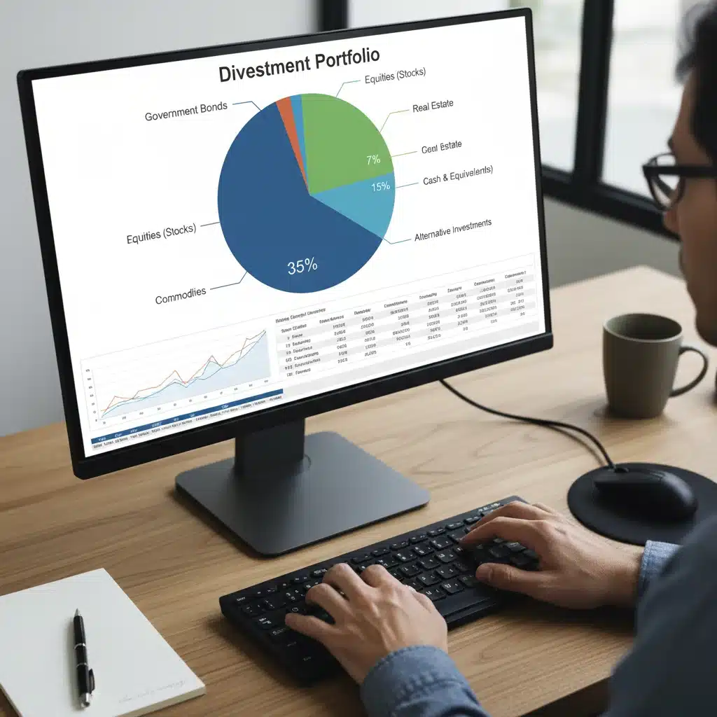 Diversified investment portfolio showing allocation to government bonds.