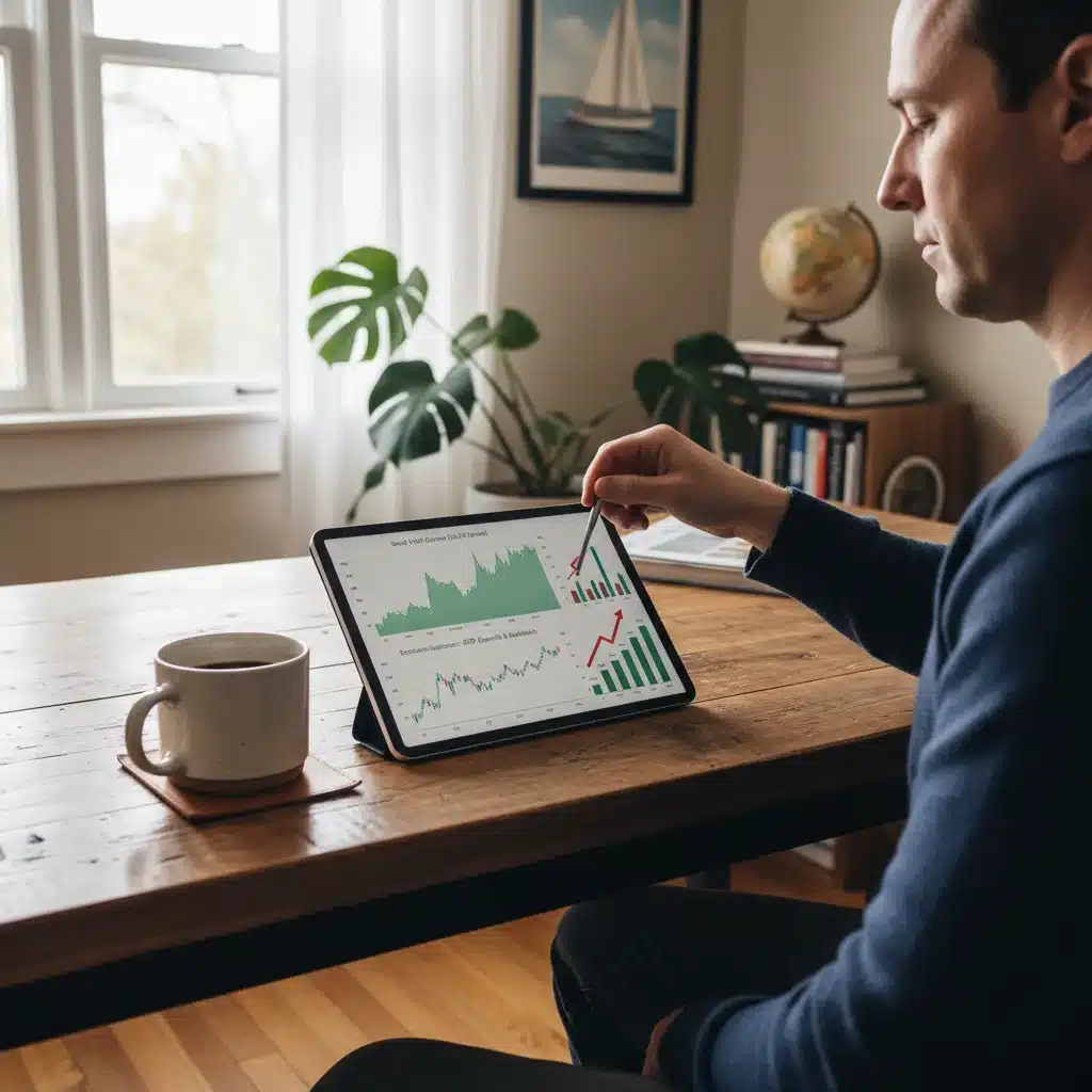 Investor analyzing bond yield curves and financial data on a tablet.