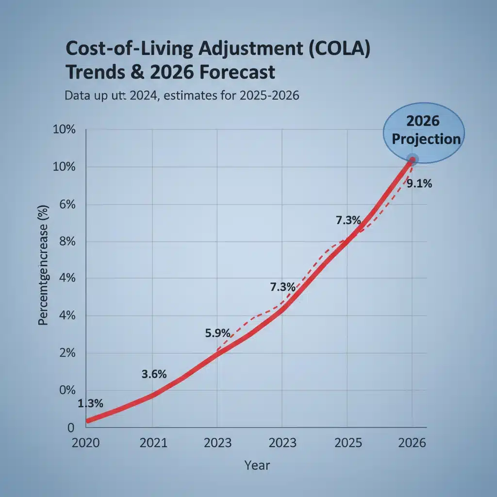 Graph illustrating historical and projected Cost-of-Living Adjustments (COLA)