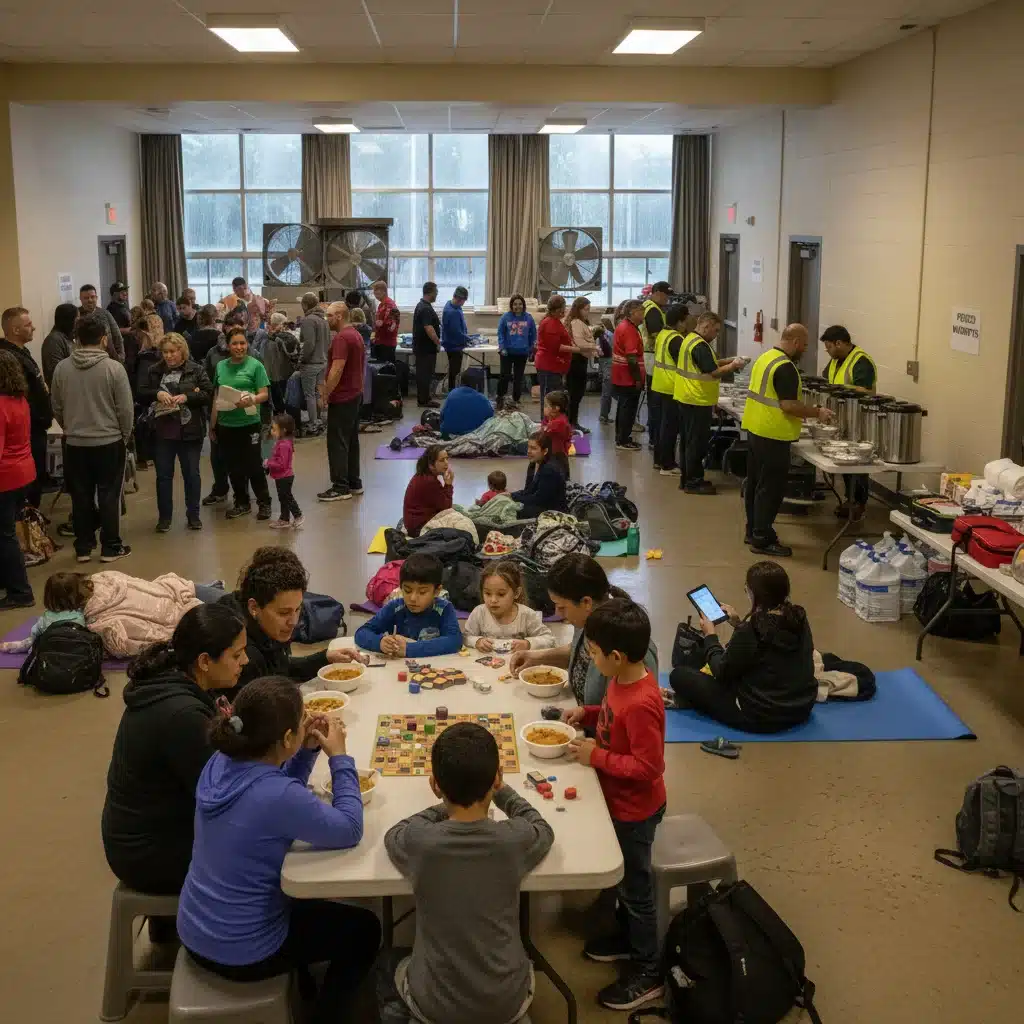 Community shelter providing refuge during a severe storm