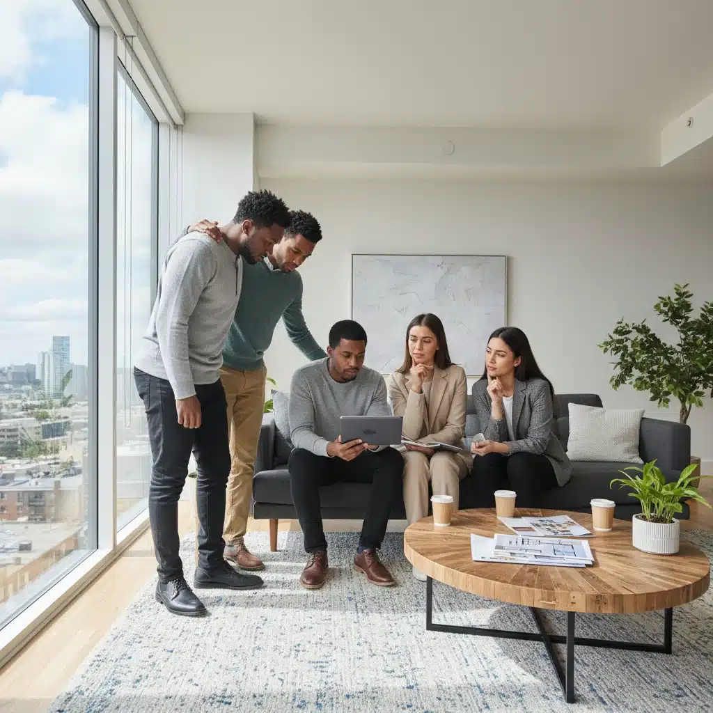 Prospective homebuyers discussing options with a real estate agent, indicating evolving buyer behavior.