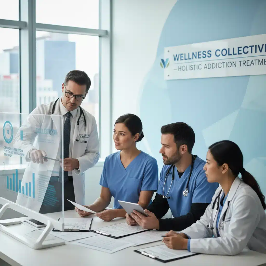 Healthcare professionals collaborating on opioid addiction treatment strategies