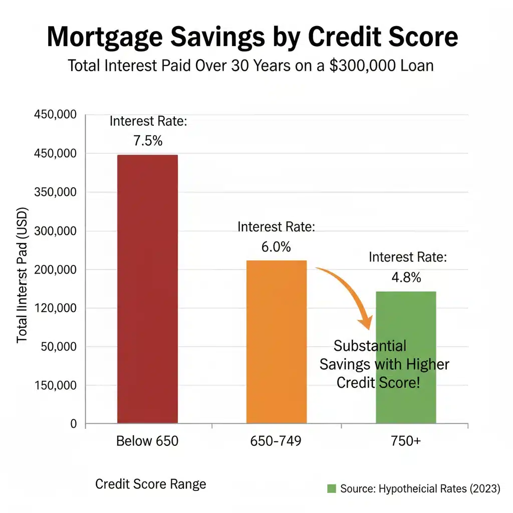 Mortgage interest rate savings with a high credit score