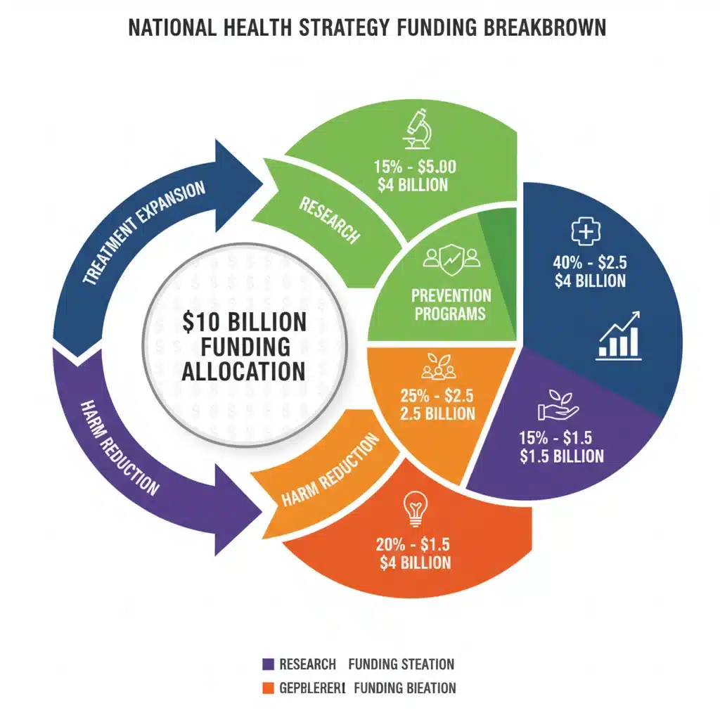 Infographic showing  billion opioid crisis funding allocation