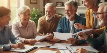 Seniors reviewing Social Security documents and planning for future benefits