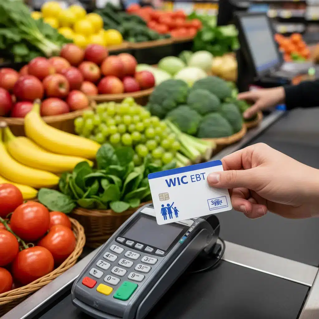 WIC EBT card being used for healthy groceries