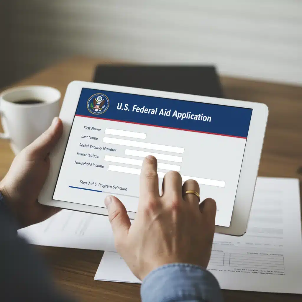 Person applying online for Affordable Connectivity Program benefits, illustrating the digital application process.