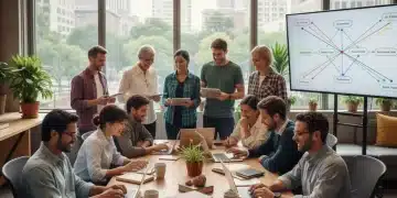 Top 5 Online Learning Platforms for Adult Education in the U.S. 2026 Adults engaged in online learning on laptops and tablets in a modern co-working space.
