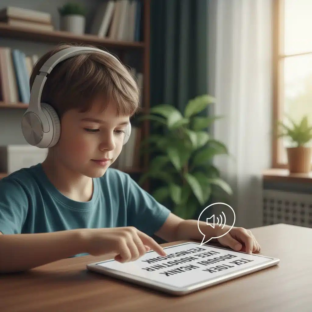 Child using assistive technology for learning, showcasing support for students with disabilities.