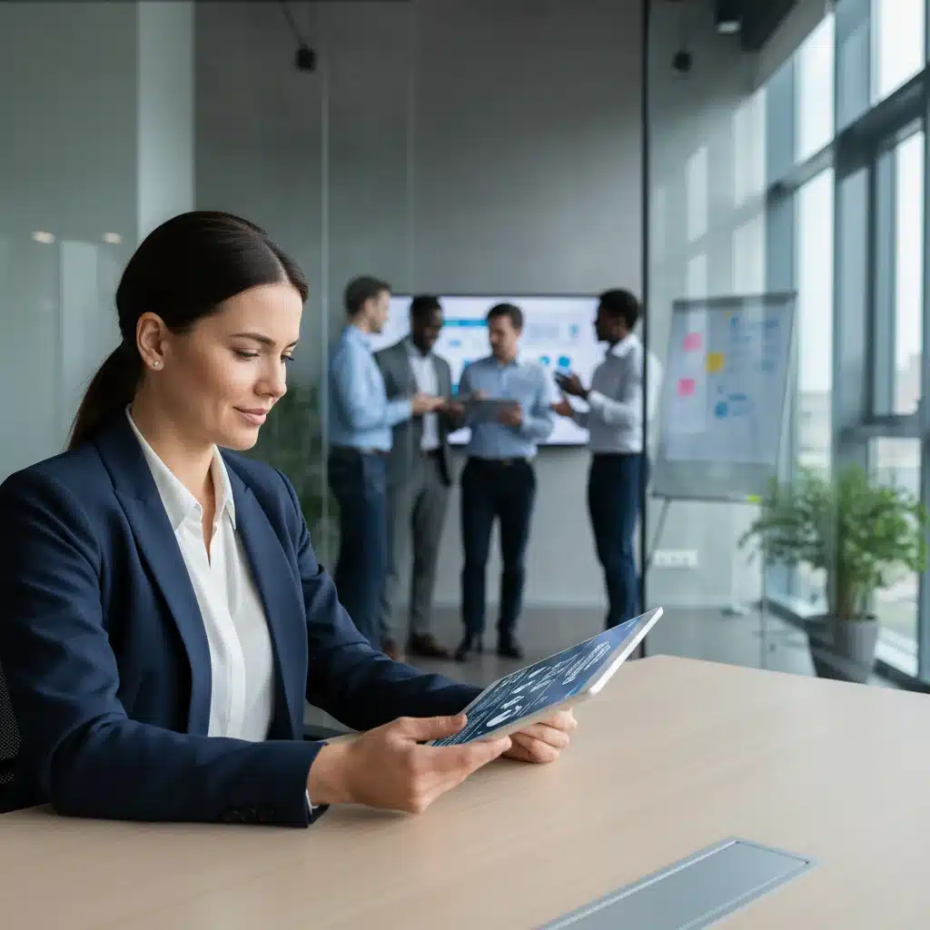 Business professional reviewing regulatory compliance documents