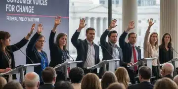 Group of diverse citizens advocating for policy changes